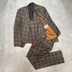 美品 XL EDWIN スーツ スリーピース 玉虫色 グレーブラウン 3ピース 