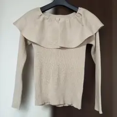 新品✨️grove フリルカラー リブニット 長袖 ベージュ