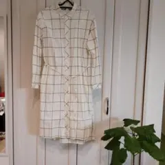 W closet　チェック柄長袖シャツワンピース