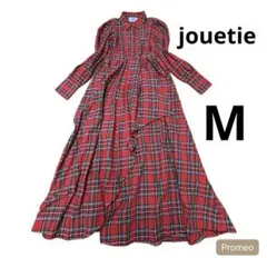 美品❇️jouetie 赤 チェック ラッフルフリル ロングワンピース M 春