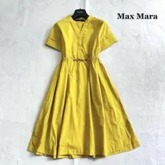 美品✨マックスマーラ　リボン　Aライン　フレアコットンワンピース　イエローのサムネイル