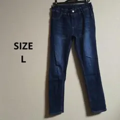 スキニーデニム　ウエストゴム　ストレッチ　Lサイズ