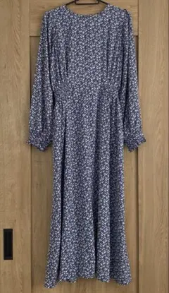 Ray Cassin フラワーシルエット切替ワンピース　ブルー　F