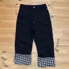 Kappa GU ワイド　ロールアップジーンズ　ブラック　黒