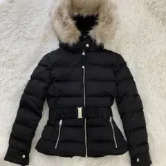 完売品✨ZARA ザラ ファー ダウンジャケット ベルト付き ボア ブラック M