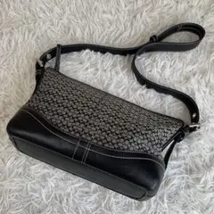 COACH コーチ シグネチャー ホーボーワンショルダーレザー ブラックY2K