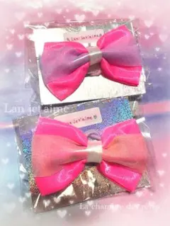 一点も♡手作りリボンヘアゴム 2個セット｜夢かわ・ピンク系