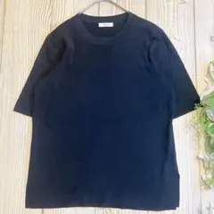 a.v.v M トップス 半袖 ニット コットン混 黒 カジュアル オフィス
