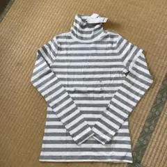 「新品」　ユニクロ　エクストラファインコットン　ボーダーハイネックTシャツ　M