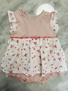 bebe 花柄ロンパース ピンク 80サイズ