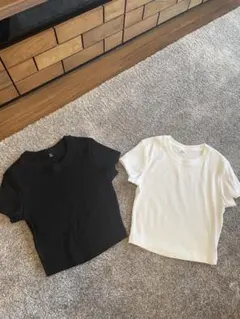 GU リブ編み 半袖Tシャツ 2色セット