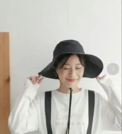 URBAN RESEARCH DOORS ウォッシャブルつば広ハット　黒