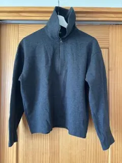 UNIQLO ハーフジップ ニット ダークグレー M