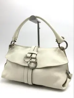 Salvatore Ferragamoホワイトレザー ショルダーバッグ
