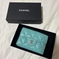 CHANEL 三つ折り財布 ミントグリーン