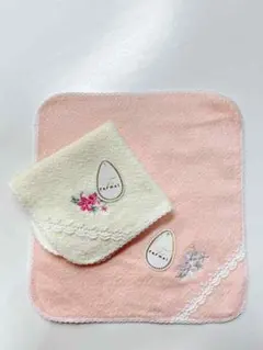 レース付き総刺繍フォーマルミニタオルハンカチ　2枚セット　②