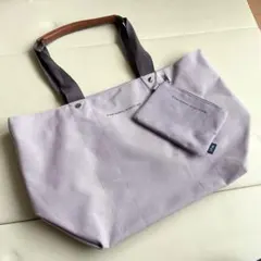 【美品】2WAY帆布トート バッグ&ミニボーチ パープル