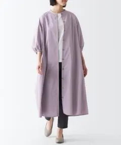 無印良品 乾きやすいブロード七分袖ワンピース シャツワンピース XS