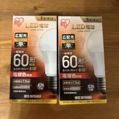 IRIS OHYAMA LED電球 60形相当 電球色 2個セット