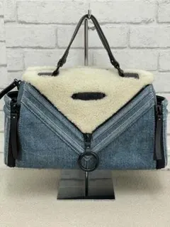 (L02348) DIESEL LE-ZIPPER デニム ライクファー バッグ