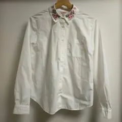 Cath Kidston 花刺繍シャツ 白 M 長袖