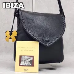 希少 IBIZA イビサ 象 オーストリッチ ショルダーバッグ タッセル 黒 