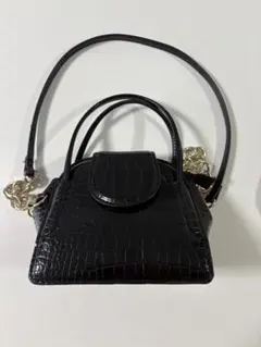 ZARA クロコ型押し 2WAYハンドバッグ ブラック