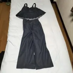 デニム プリーツキャミソール パンツ セットアップ 中古品　Mサイズ
