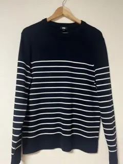 ユニクロ　ウォッシャブルミラノリブクルーネックセーター　ネイビー　L