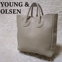 美品！YOUNG&OLSEN　シボ革トートバッグ　ベージュ　A4収納のサムネイル