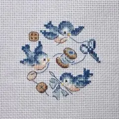 鳥とソーイング2ヴェロニク アンジャンジェ ⭐️ ✩.クロスステッチ 完成品