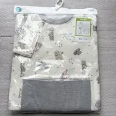 【新品未使用】薄手長袖パジャマ　腹巻きパンツ　くすみカラー　アイボリー/グレー