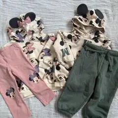 H＆M ディズニー ミッキー ミニー　フード パーカー セットアップ80 双子