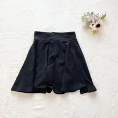 フレアスカート（M）ミニ丈 シンプル 無地 黒 フェミニン ウエスト後ろゴム