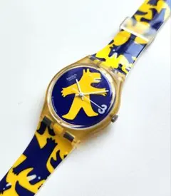 【稼働品・専用ケース付】Swatch スウォッチ 腕時計 ベア ブルー×イエローのサムネイル