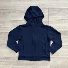 ユニクロ エアリズム UVカット メッシュパーカ キッズ ネイビー 130 長袖