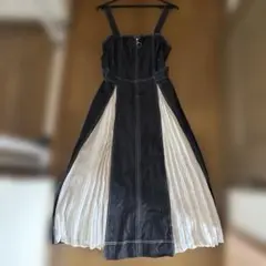 デニム プリーツ切り替え キャミワンピース