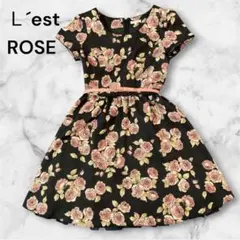 『美品』L'est Rose 花柄 半袖 ワンピース MT