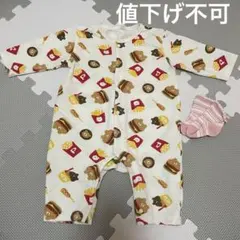 西松屋　ベビー服 ロンパース 70cm ハンバーガー柄　靴下のサムネイル