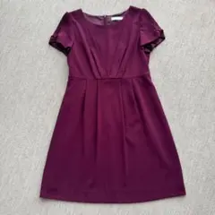 M*u様 any SiS 半袖ワンピース ワインレッド レーススリーブ タックデ