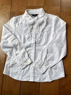 コムサイズム 白ブラウス 長袖　フリル フォーマル 120 結婚式　発表会