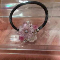 【新品未使用】ハンドメイド　レジン花デザイン ヘアゴム　ピンク　158