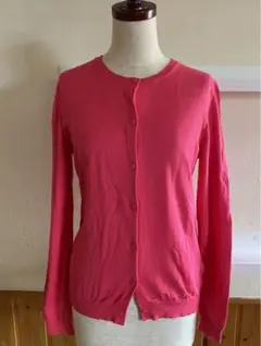 ユニクロ　UV￼カット　クルーネック　コットンカーディガン　ピンク　Lサイズ