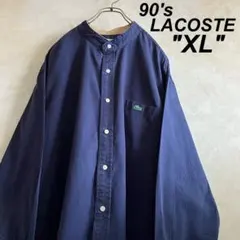 古着 90's ラコステ バンドカラーシャツ ネイビー XL フレラコ