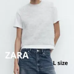 未使用　タグ付き　ZARA ベスト風Tシャツ L ライトグレー