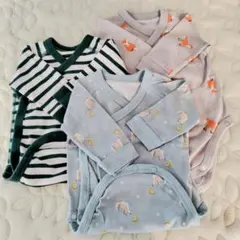 ユニクロ 長袖ボディスーツ3枚＋ガーゼハンカチ6枚