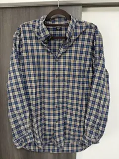 UNIQLO ネイビー/ベージュ チェック シャツ XL