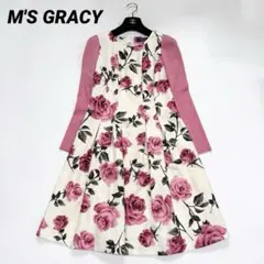 【極美品✨】エムズグレイシー　ワンピース　36 長袖　花柄　2021年　異素材