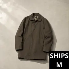 【チェック裏地】SHIPS ステンカラーコート M 比翼 コットン カーキ