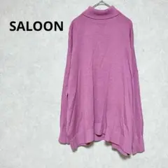 サルーン ニット　長袖カットソー　セーター　差し色　洗える　ピンク　F